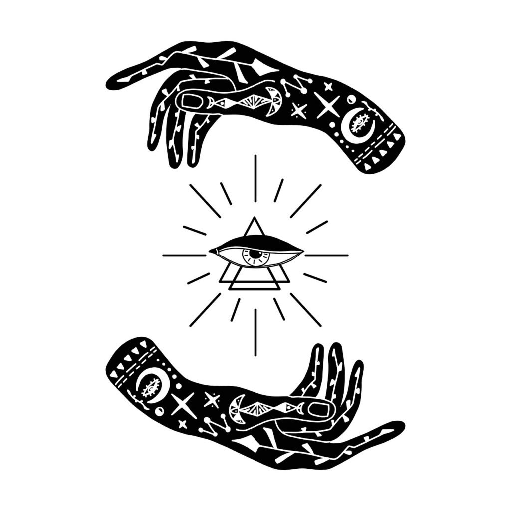 fluf via Pixabay, https://pixabay.com/photos/hand-symbol-magic-sign-triangle-5278134/